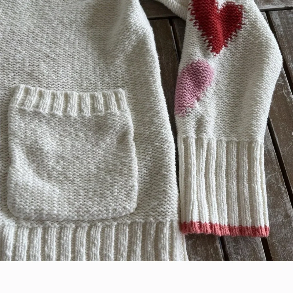 Maeve Anthropologie Heart Patterned White Sweater - Picture 6 of 8